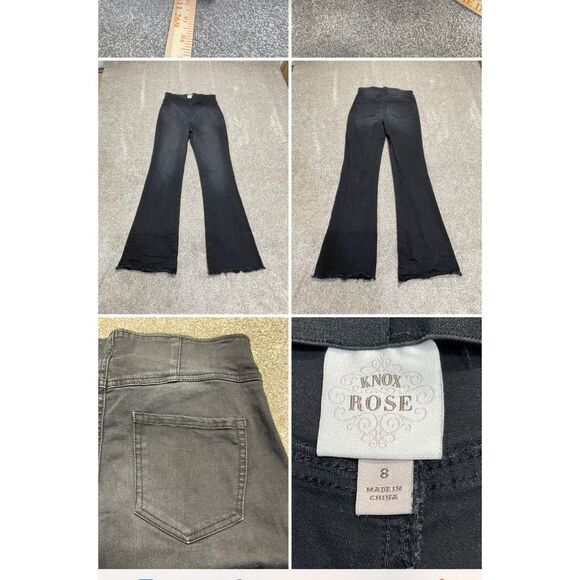 Knox Rose womens flare jeans sz 8 high waist black stretch denim retro - Picture 1 of 12